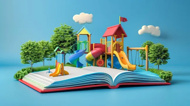 Kreatives Kinderspielplatz-Paradies auf Buchumschlag