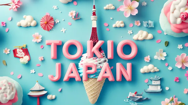 Kreatives Kirschblüten-Foto mit Tokyo-Schriftzug