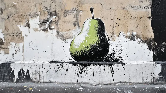 Kreatives Streetart-Motiv einer Birne auf Betonwand