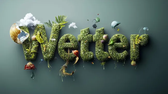 Kreatives Wetter-Motiv mit Pflanzen und Elementen