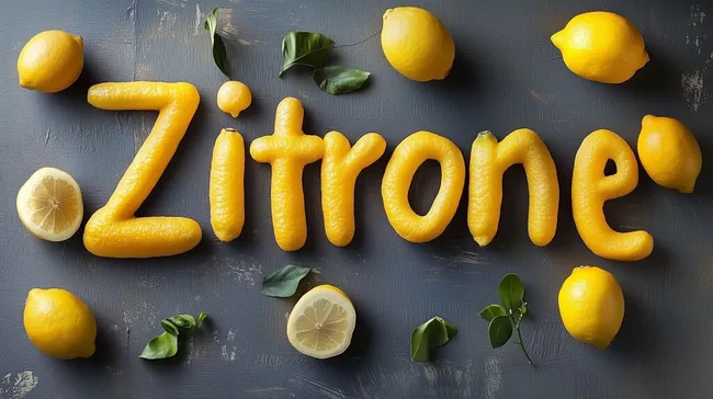 Kreatives Zitronenkunstwerk mit rustikalem Hintergrund