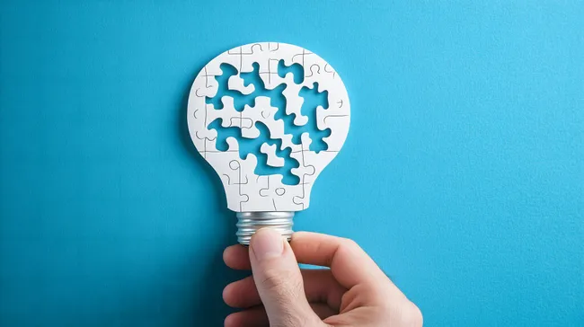 Kreativität und Innovation: Glühbirne aus Puzzleteilen