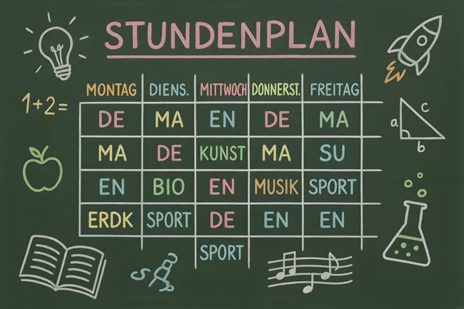 Kreide-Stundenplan für Schule oder Studium