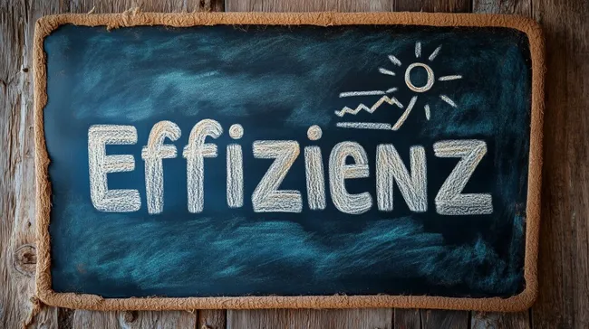 Kreide-Tafel mit Effizienz-Schriftzug und Sonne