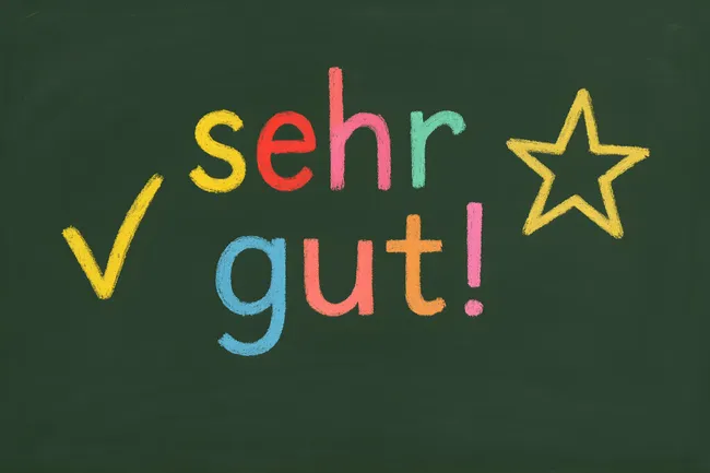 Kreide-Tafel mit farbigen Lobesspruch und Stern