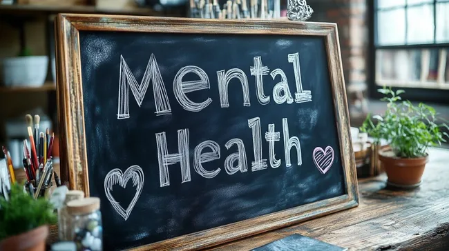 Kreide-Tafel mit Mental Health-Konzept