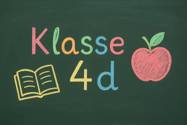 Kreide-Tafel mit Schulthemen und Symbolen