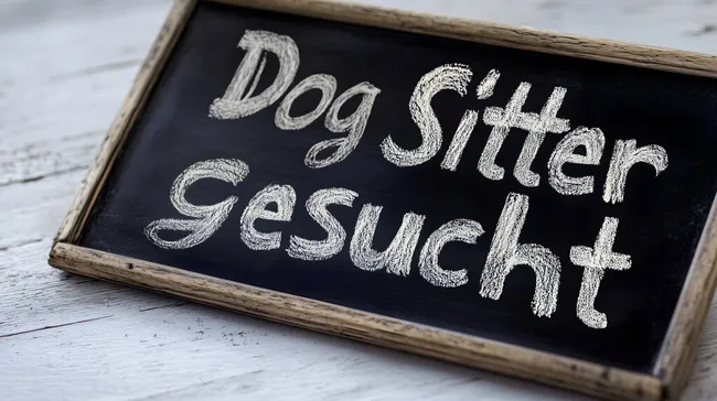 Kreideafel mit Aufschrift 'Hundesitter gesucht'