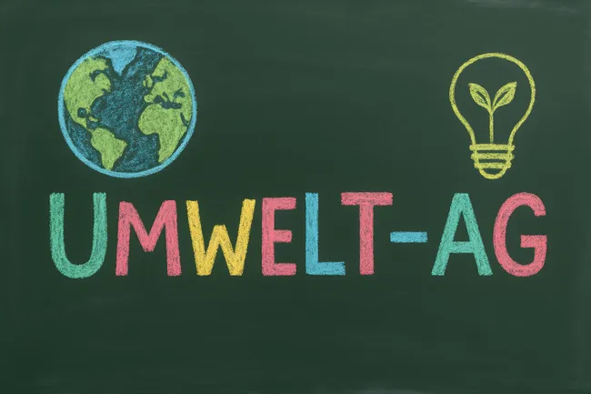 Kreidetafel mit ökologischem Konzept und Weltdarstellung