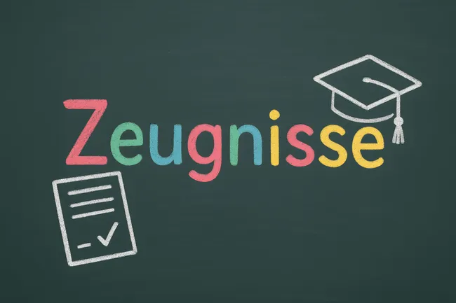 Kreidezeichnung: Bildungskonzept mit Zeugnis und Doktorhut