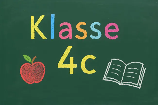 Kreidezeichnung einer Schulklasse