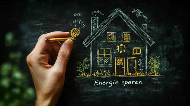 Kreidezeichnung eines energiesparenden Hauses