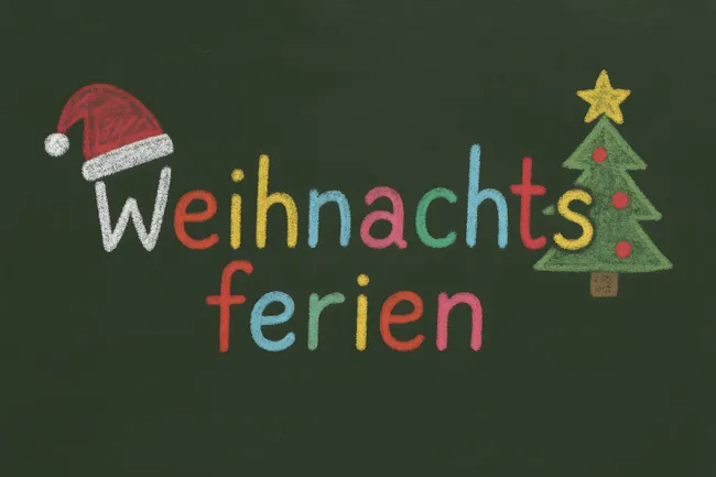 Kreidezeichnung mit Weihnachtsbaum und Mütze