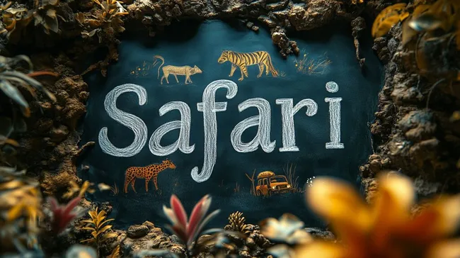 Kreidezeichnung Safari-Motiv mit Tieren und Natur