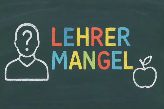 Kreidezeichnung zum Lehrermangel an Tafel