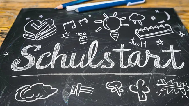 Kreidezeichnungen zum Schulstart - Kreative Tafel-Illustration