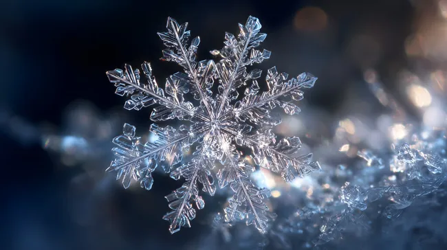 Kristallklare Schneeflocke mit Bokeh-Effekt