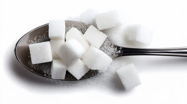 Kristallzucker in Löffel - Süßes Foto für Food-Blogs