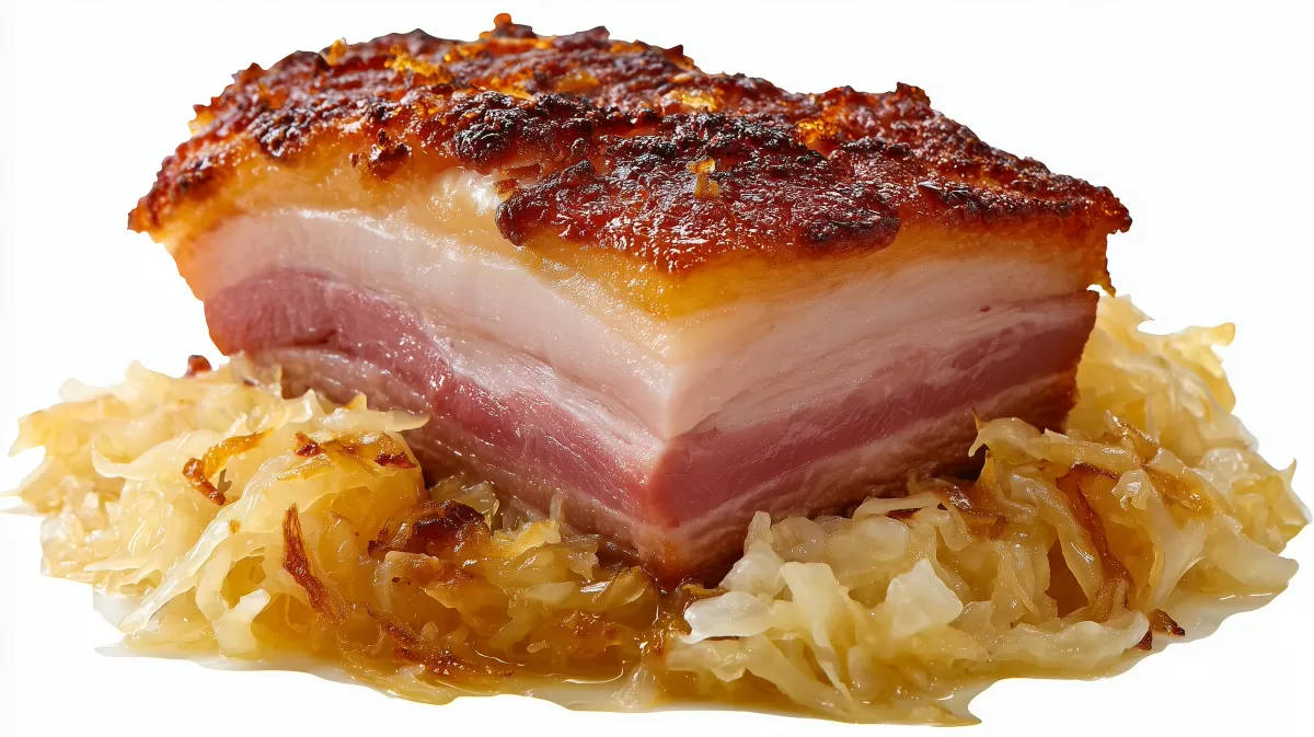 Krustenbraten vom Schinken auf Sauerkraut