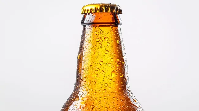 Kühle Bierflasche mit Wassertropfen