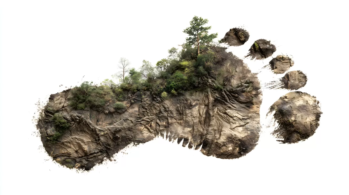 Künstlerische Fußabdruckform in der Natur