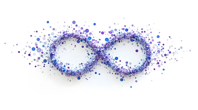 Künstlerisches Unendlichkeitszeichen aus bunten Partikeln