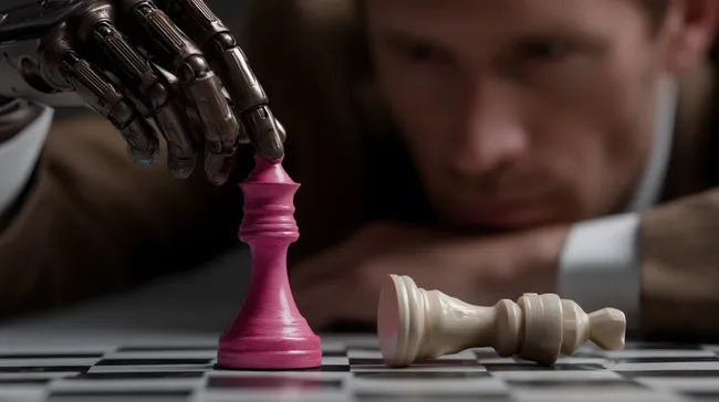 Künstliche Hand spielt Schach gegen menschlichen Gegner