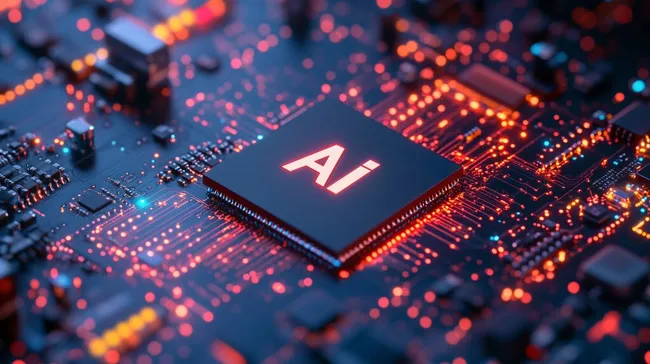 Künstliche Intelligenz auf leuchtendem Computerchip