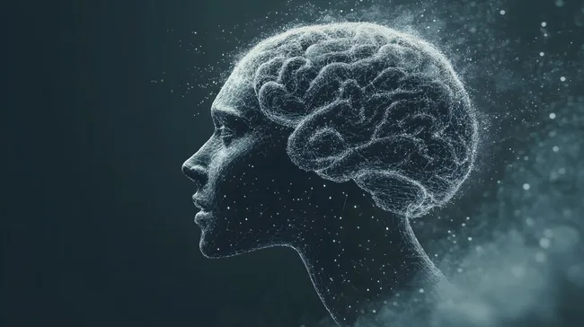 Künstliche Intelligenz - digitales Gehirn-Porträt