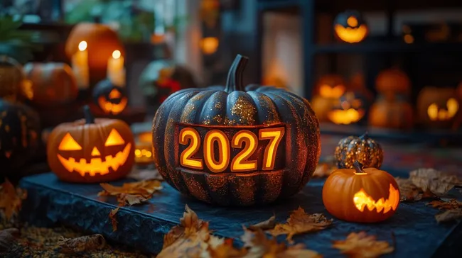 Kürbisse und Dekorationen zum Jahreswechsel 2027