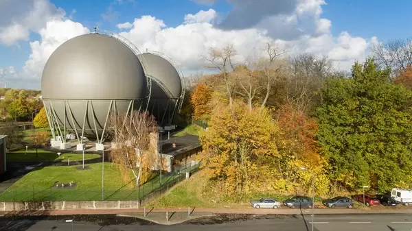 Kugelgasbehälter in Buchheim, Köln - Drohnenfoto