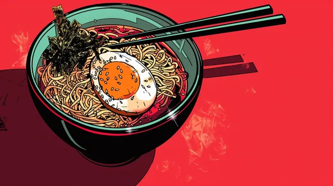 Kunst-Illustration eines asiatischen Nudelgerichts