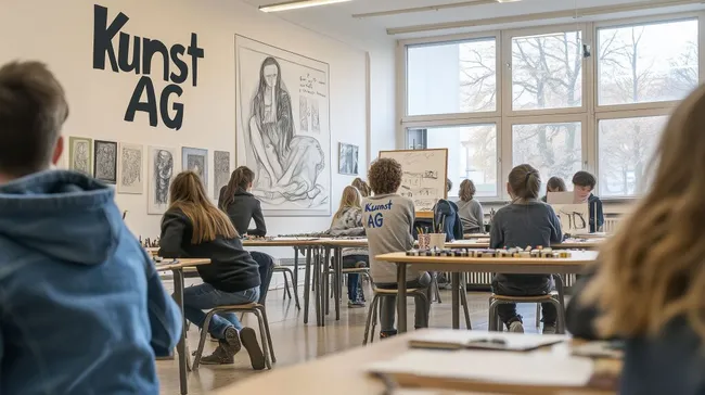 Kunstunterricht in der Schule: Schüler lernen Zeichnen