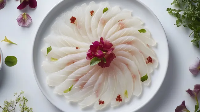 Kunstvoll arrangierte japanische Sashimi-Scheiben