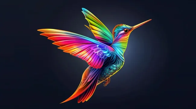 Kunstvoll gestalteter Kolibri in schillernden Farben