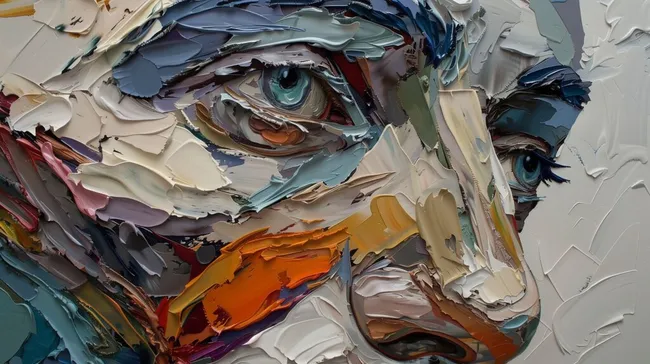 Kunstvolle, farbintensive Gesichtsporträt-Malerei