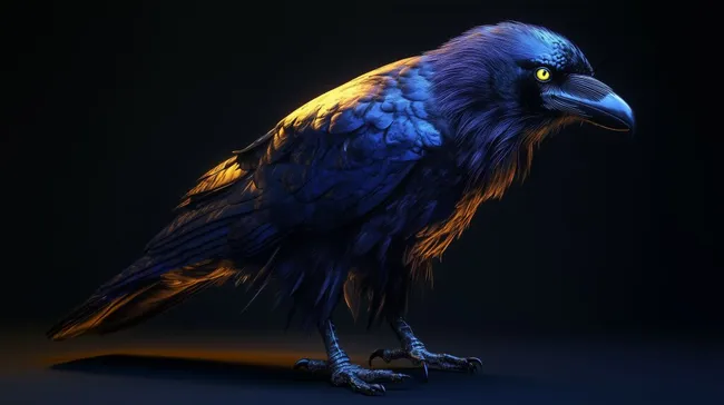 Kunstvoller Rabe mit strahlendem Gefieder