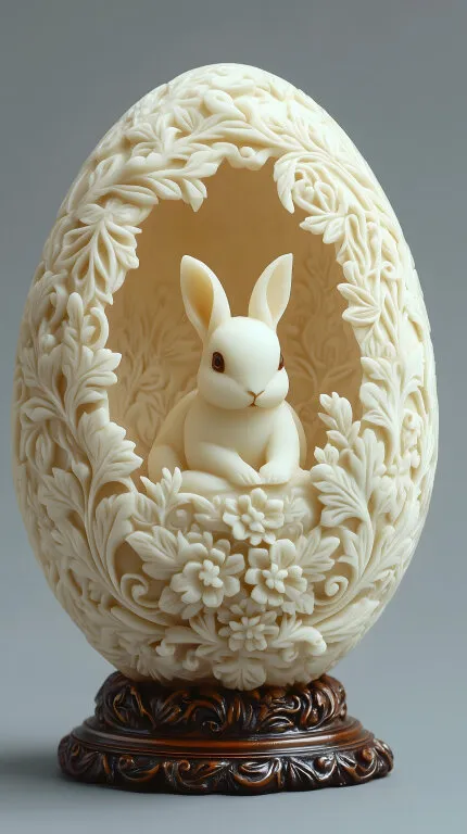 Kunstvolles Osterdekor mit Hasenrelief