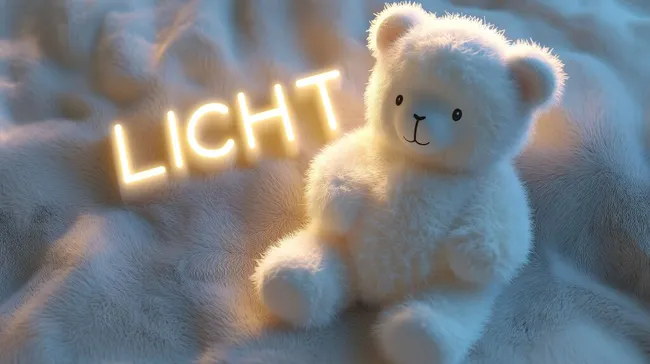 Kuschelbärchen mit Leuchtschrift