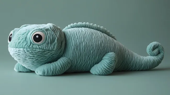 Kuschelige Plüschtier-Chamäleon in zarten Grüntönen