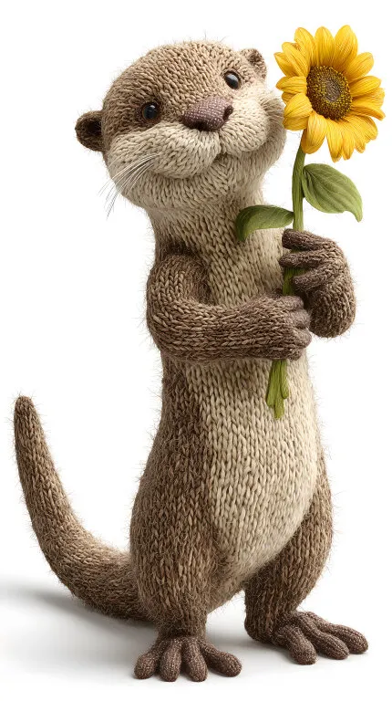 Kuschelige Strickotter mit Sonnenblume