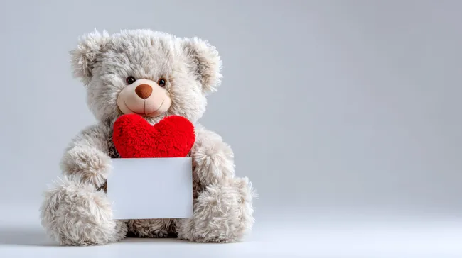 Kuscheltier mit Liebesherz und Textschild