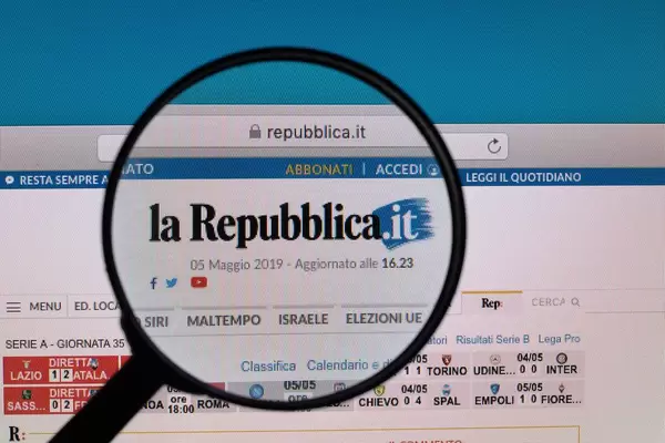 La Repubblica logo under magnifying glass