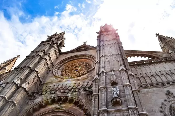 La Seu Cathedral or Catedral-Basilica de Santa Maria de Mallorca on Summer Day in Palma de Mallorca