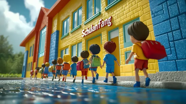 Lachende Schüler zur Einschulung