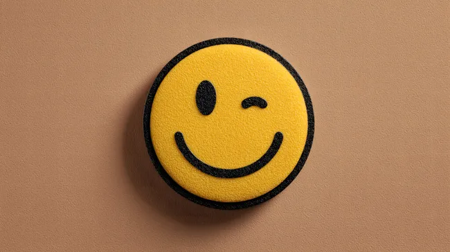 Lachender Smiley-Patch auf neutralem Hintergrund