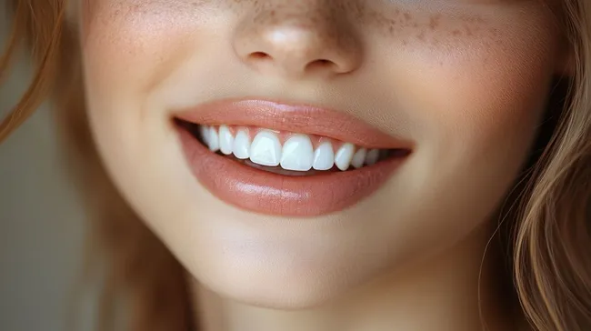 Lächelnde Frau mit gesunden, weißen Zähnen