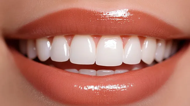 Lächelnde Lippen mit glänzendem Lipgloss