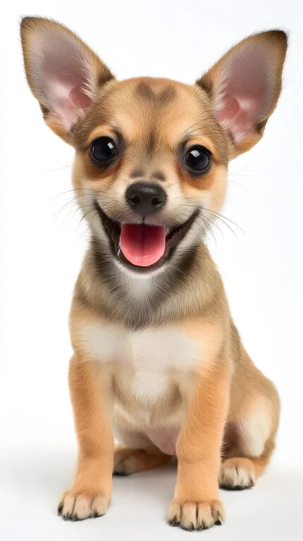 Lächelnder Chihuahua-Welpe auf weißem Hintergrund