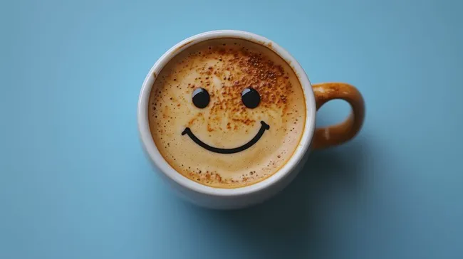 Lächelnder Kaffeebecher mit Smiley-Gesicht